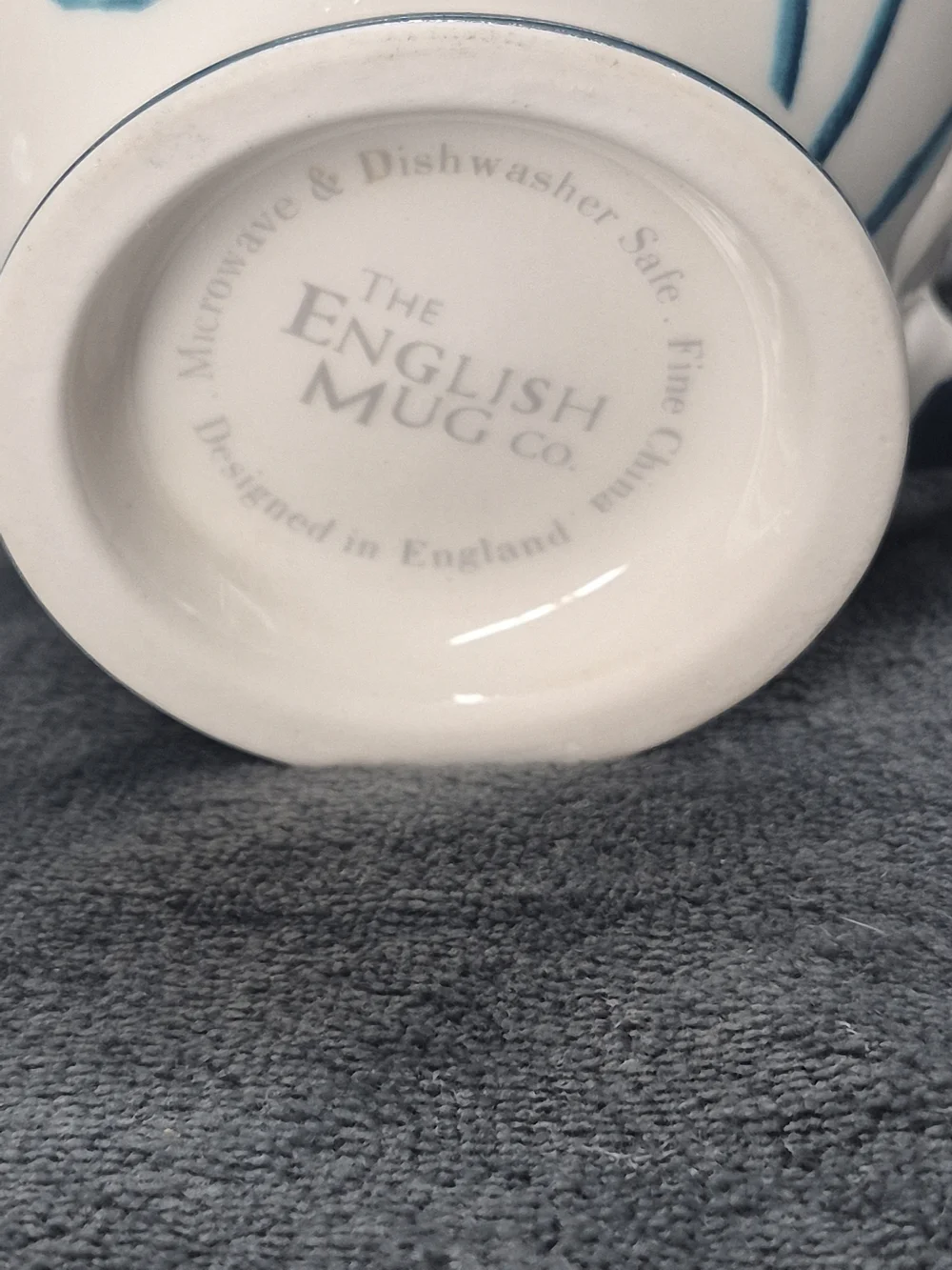 English Mug Company Navy  Blue Floral Mug Cup Coffee Tea 12 oz EUC